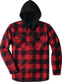 Thermojacke Glenville rot/schwarz-kariert von SCHEIBLER – Warm gefüttert mit Kapuze