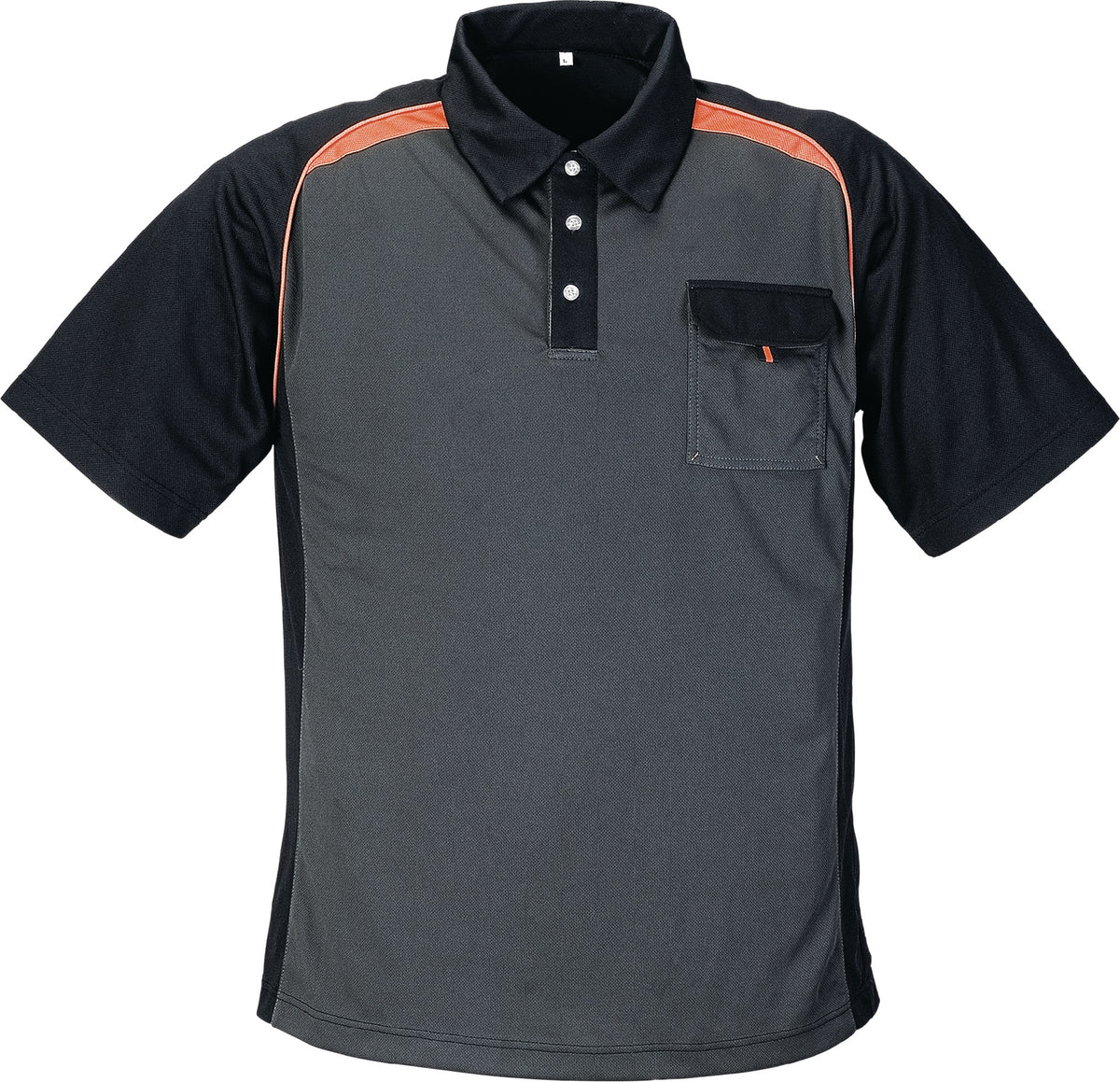 Herrenpoloshirt Gr.M dunkelgrau/schwarz/orange TERRATREND – Arbeits- und Schutzkleidung