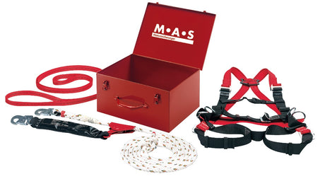 MAS Sicherheitskoffer EN 363 4-teilig – PSA Set mit Auffanggurt, Auffanggerät 15 m & Anschlagband