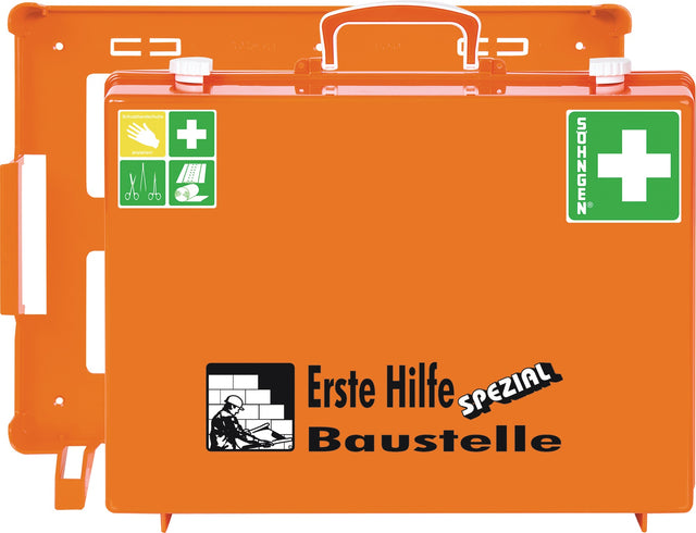 SÖHNGEN Erste Hilfe Koffer Beruf SPEZIAL Baustelle – DIN 13157-2021 mit Zusatzbefüllung, orange