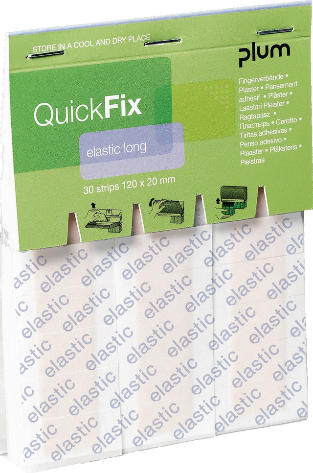 PLUM Pflasterstrips QuickFix Fingerverband elastisch – 30 Stück, 120 x 20 mm