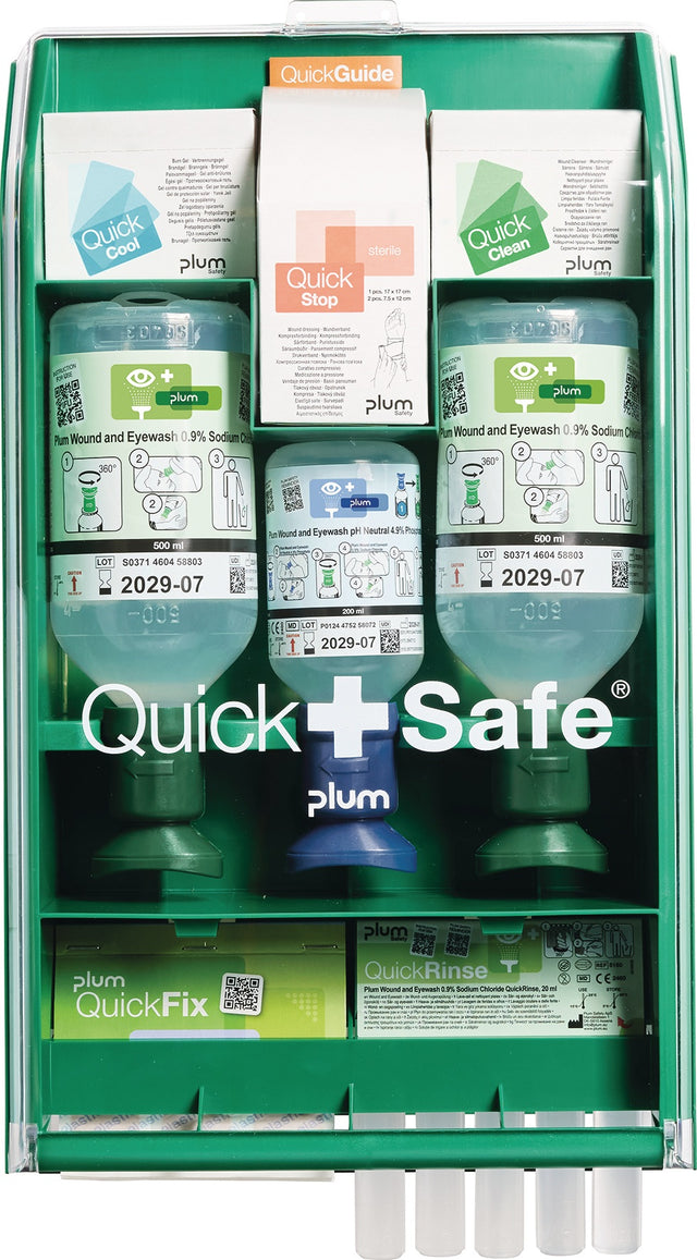 PLUM QuickSafe Box Complete: Befüllte Augenspül-Wandbox, staubgeschützt, Kunststoff