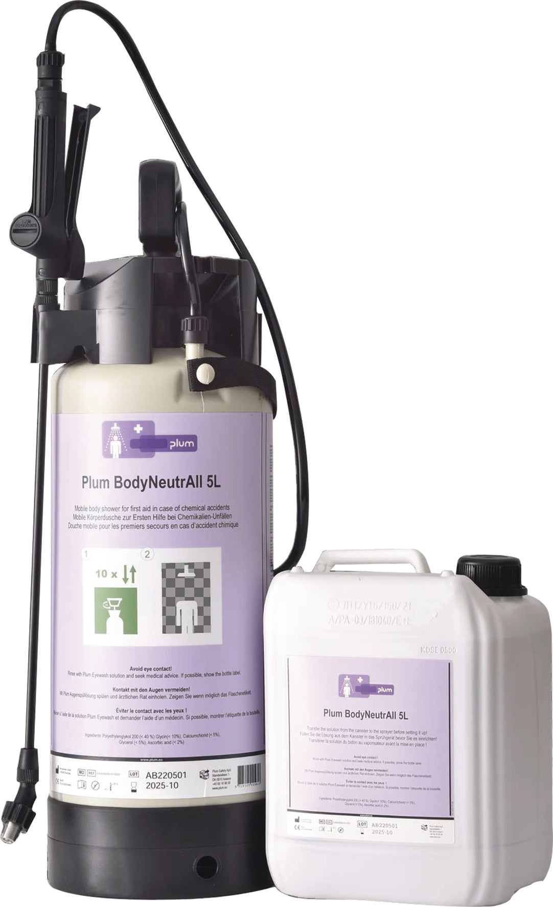 PLUM Mobile Körperdusche 5 l – Schnelle Dekontamination bei Gefahrstoffen