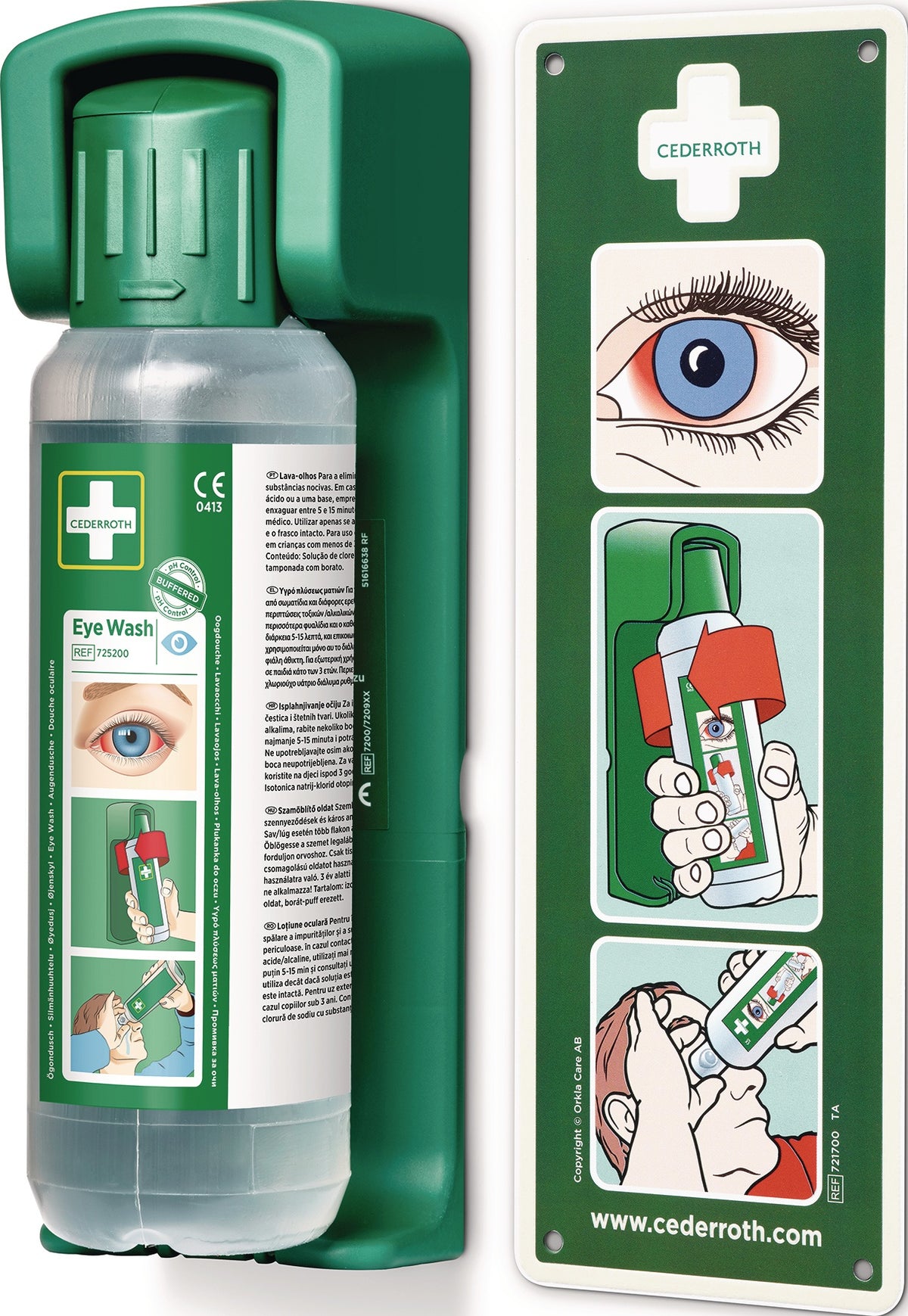 CEDERROTH Augenspülflasche 2 x 0,5 l – DIN EN 15154-4, sterile isotonische Spüllösung