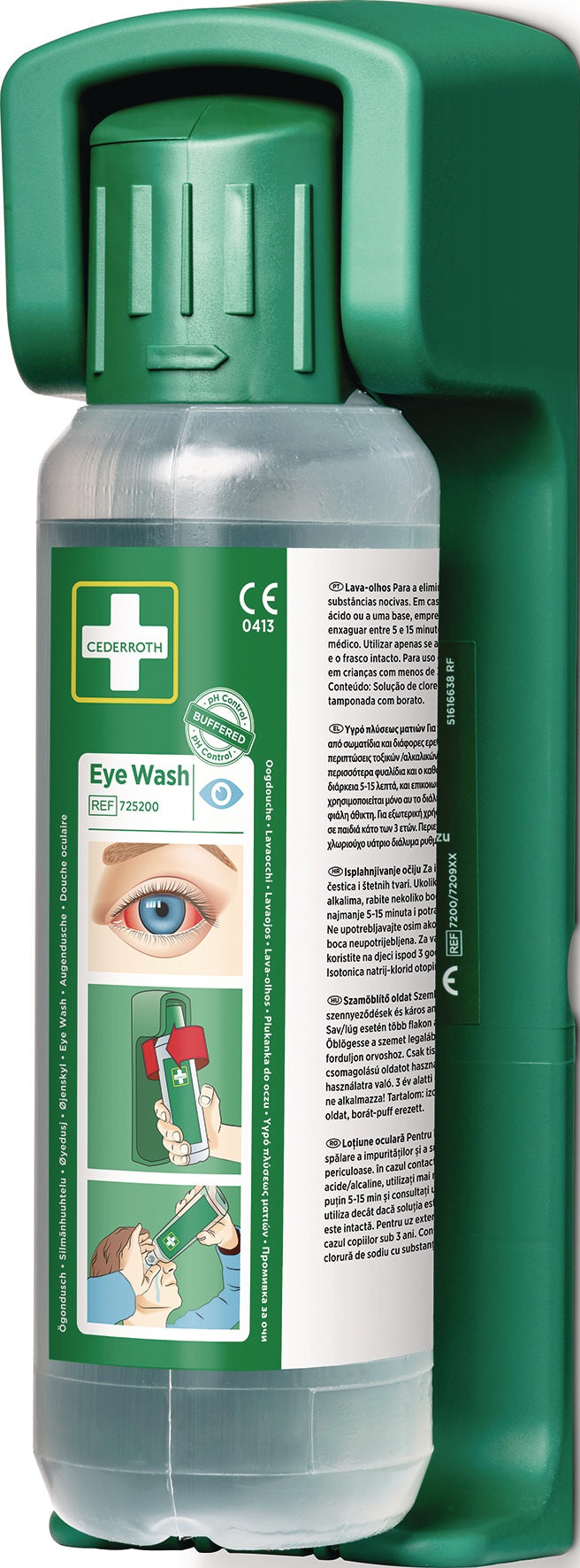 CEDERROTH Augenspülflasche 2 x 0,5 l – DIN EN 15154-4, sterile isotonische Spüllösung