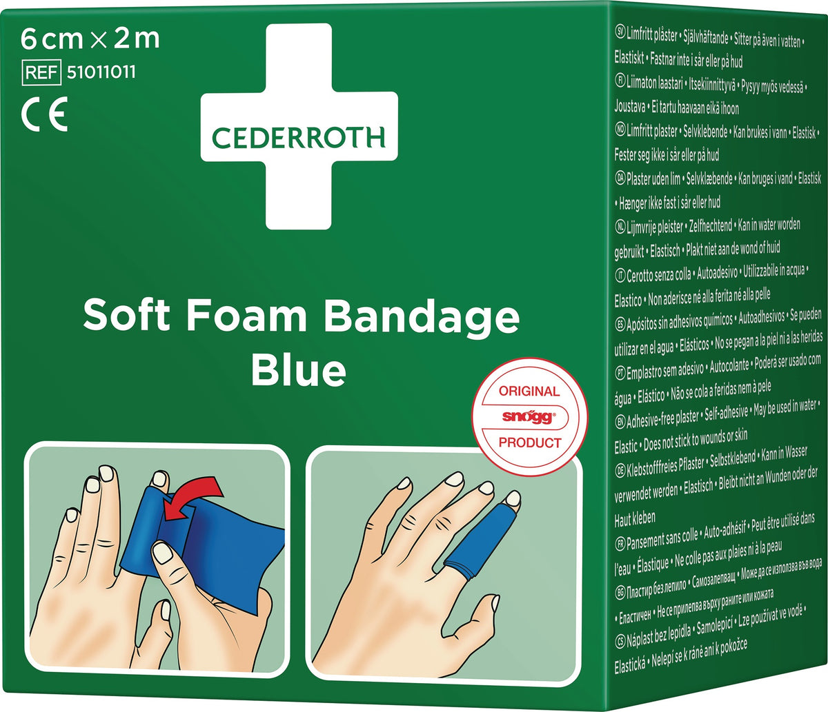 CEDERROTH Soft Foam Bandage selbsthaftend elastisch blau 6 cm x 2 m Rolle