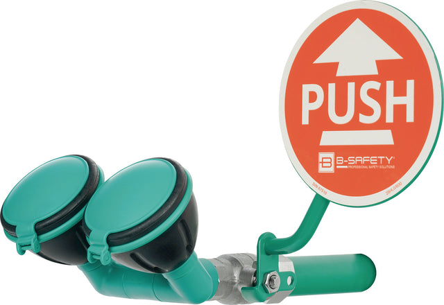 B-SAFETY Augendusche ClassicLine mit zwei Brauseköpfen 45° – Wandmontage, 3/4″ AG
