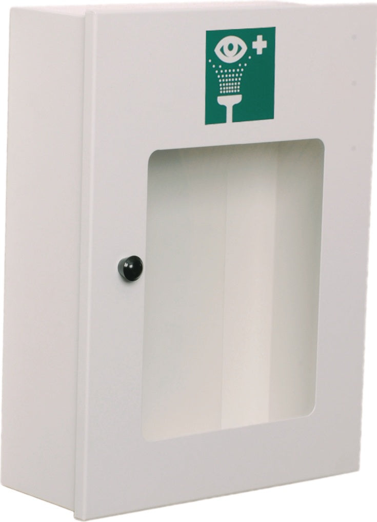 B-SAFETY Augenspülschrank leer – Stahlblech weiß, mit Sichtfenster, 355 mm
