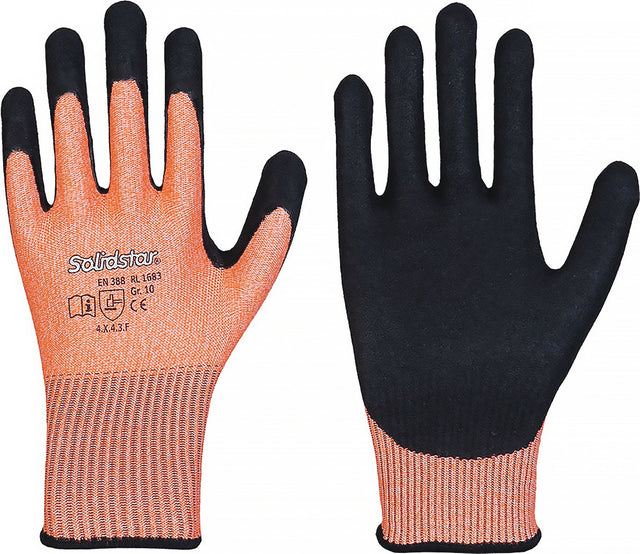 Schnittschutzhandschuhe Solidstar 1683 Gr.9 orange/schwarz EN 388 PSA II 12 Paar LEIPOLD
