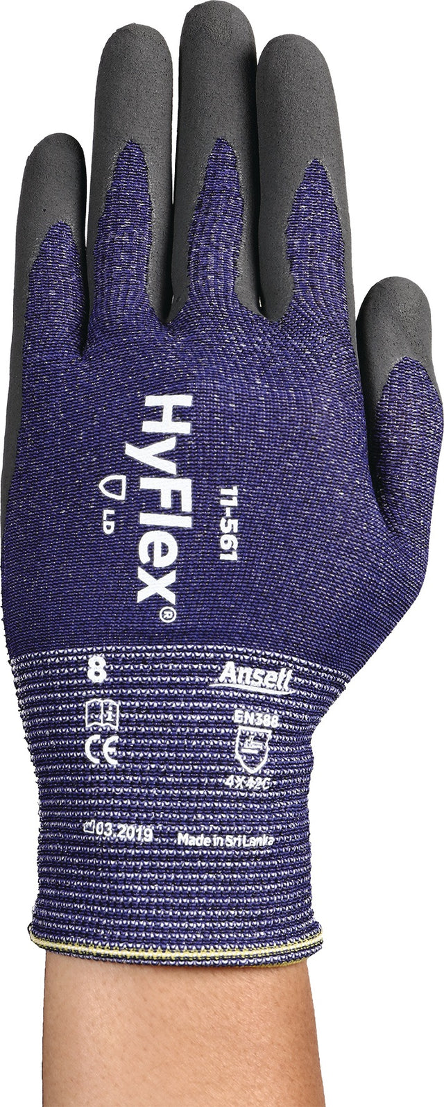 Ansell HyFlex® 11-561 Schnittschutzhandschuhe Gr.7 grau/blau EN 388 PSA II – 12 Paar