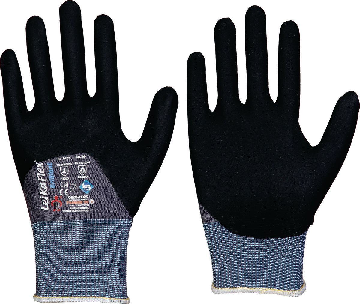 LEIPOLD LeikaFlex® Brilliant Handschuhe Gr.8 grau/schwarz PSA II – 12 Paar