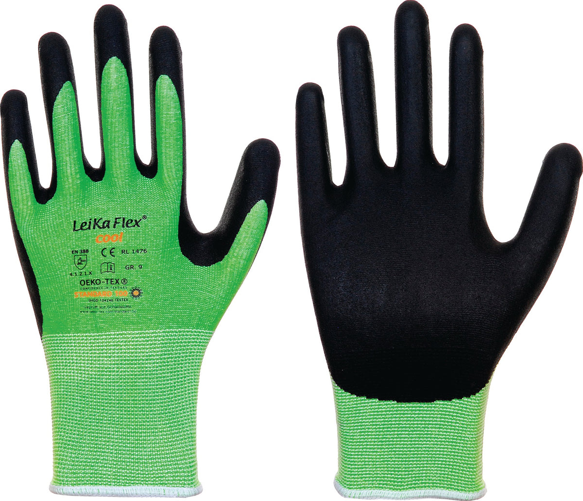 LEIPOLD LeikaFlex® Cool Strickhandschuhe Gr.8 grün/schwarz EN 388, EN 420 PSA II – 12 Paar