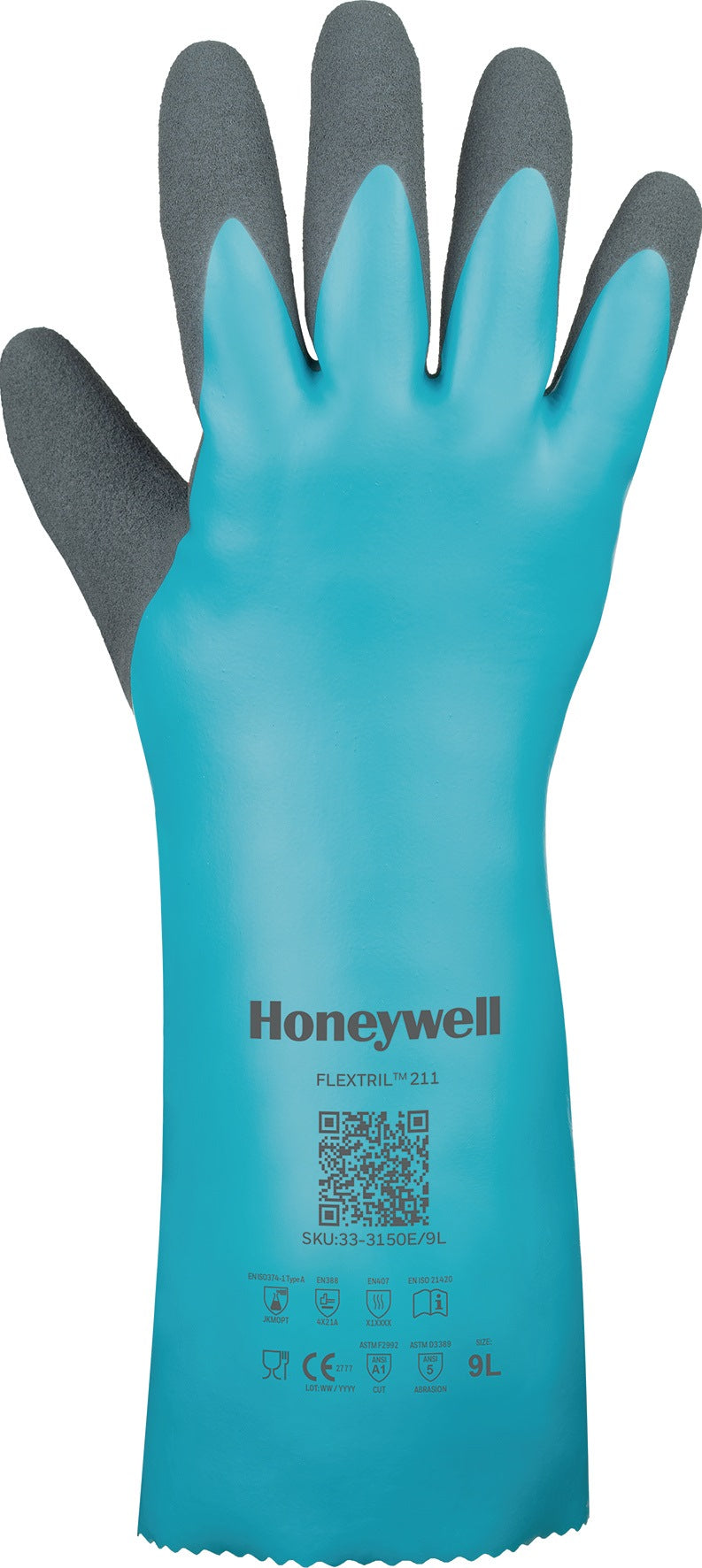HONEYWELL Chemiehandschuhe FLEXTRIL™ 211 Gr.9 grün EN 388, EN 374, EN 407 PSA III