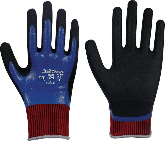 Handschuhe Solidstar Nitril Grip Complete 1462 Gr.9 blau EN420+EN388 PSA II von LEIPOLD