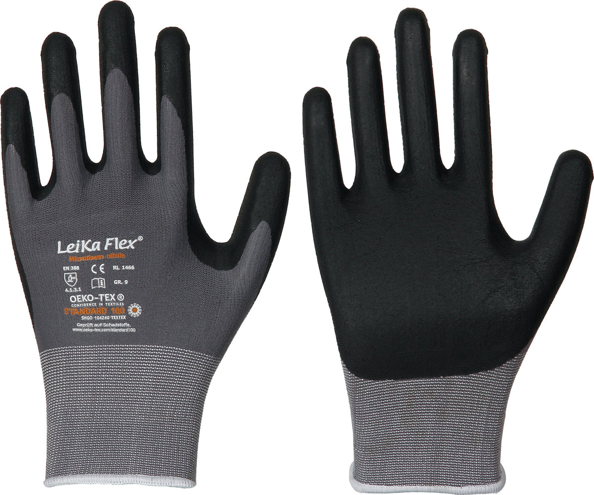 LEIPOLD Handschuhe LeiKaFlex 1466 Gr.8 grau EN420+EN388 PSA-Kategorie II – Nitril-Mikro-Schaum