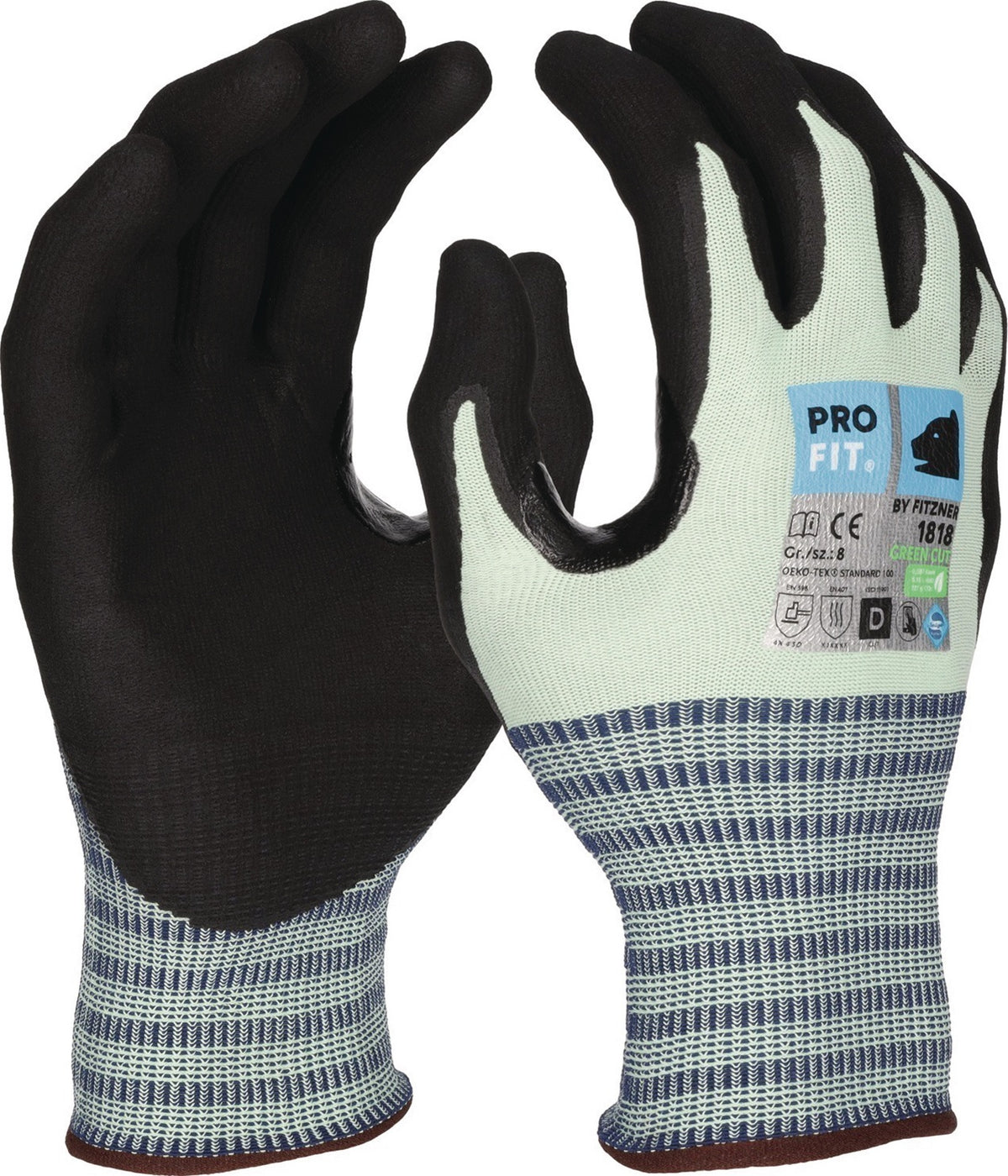 PRO FIT Schnittschutzhandschuh Green Cut D Gr.8 hellgrün/schwarz EN 388, EN 407 PSA II
