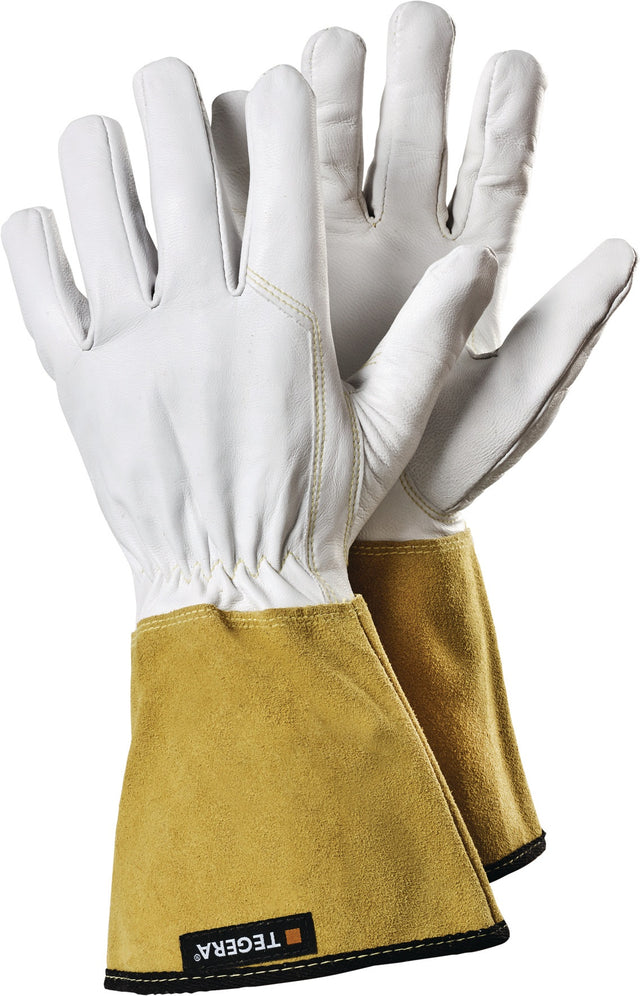 TEGERA® 126A Schweißerhandschuhe Gr.9 weiß/gelb – Ziegenleder, KEVLAR®-Nähte, EN 12477