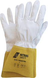 NITRAS SAFETY Schweißerhandschuhe ARGON PRO Gr.9 grau/ocker – EN 388, EN 12477, Nappaleder