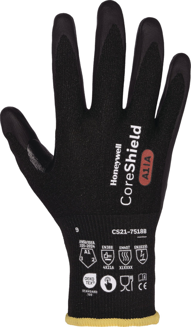 HONEYWELL CORESHIELD 18G BLACK Schnittschutzhandschuhe Gr.8, 10 Paar, EN 388, EN 407
