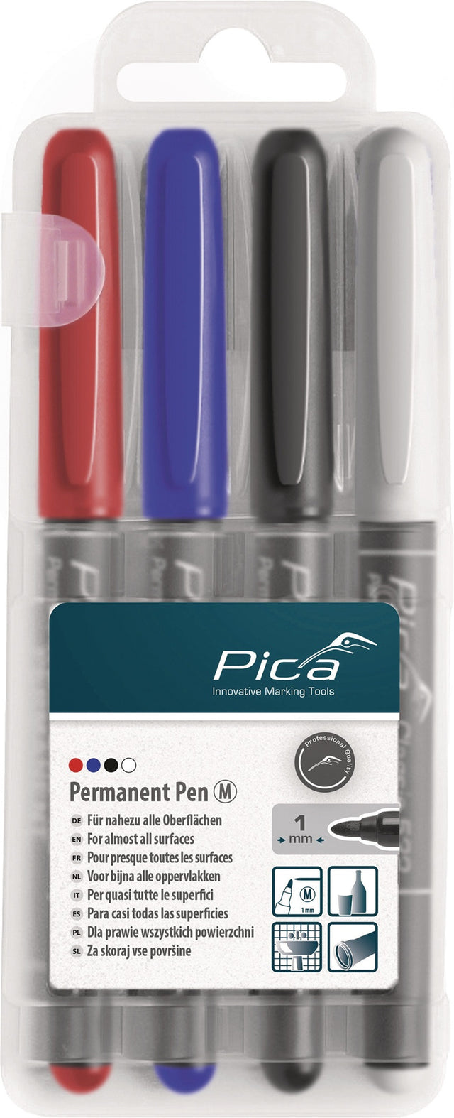 Pica Classic Permanentmarker-Set 4-teilig, sortiert, Strichbreite 1 mm, Rond Tip M
