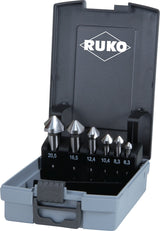 RUKO Kegelsenkersatz DIN 335 C HSS 6-teilig 90° 6,3-20,5 mm im Kunststoffkoffer