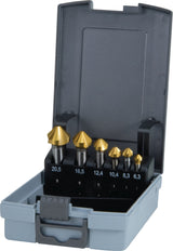 RUKO Kegelsenkersatz DIN 335 C HSS 6-teilig 90° 6,3-20,5 mm im Kunststoffkoffer