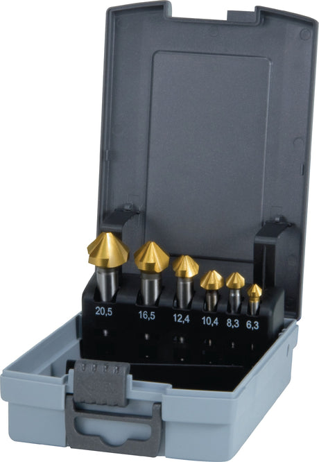 RUKO Kegelsenkersatz DIN 335 C HSS 6-teilig 90° 6,3-20,5 mm im Kunststoffkoffer