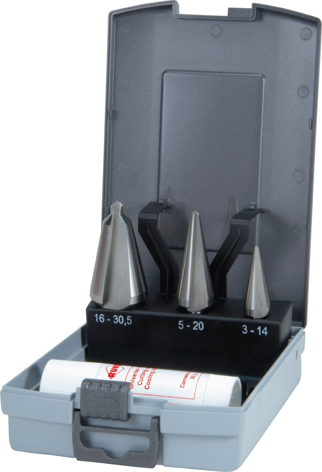 RUKO Blechschälbohrersatz 4-teilig HSS 3-14 / 5-20 / 16-30,5 mm mit ABS-Kassette