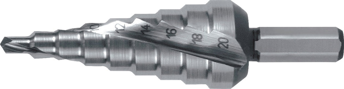RUKO Stufenbohrer HSS 4-12 mm Spiralnut 5 Stufen 90° Kreuzanschliff