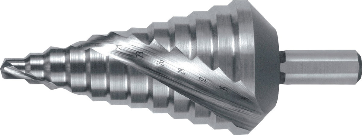 RUKO Stufenbohrer HSS 4-12 mm Spiralnut 5 Stufen 90° Kreuzanschliff