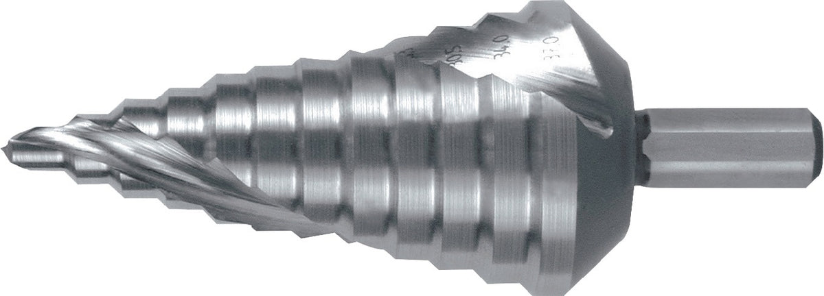 RUKO Stufenbohrer HSS 4-12 mm Spiralnut 5 Stufen 90° Kreuzanschliff