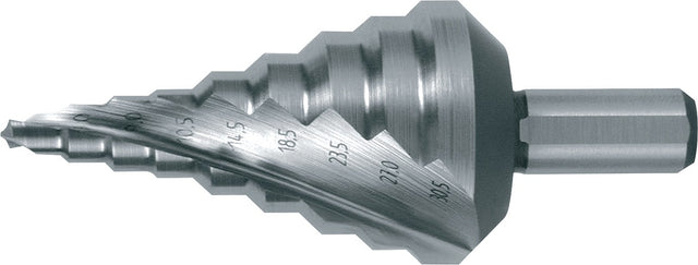 RUKO Stufenbohrer HSS spiralgenutet 5,3–30,5 mm mit 9 Stufen für Kabelverschraubungen