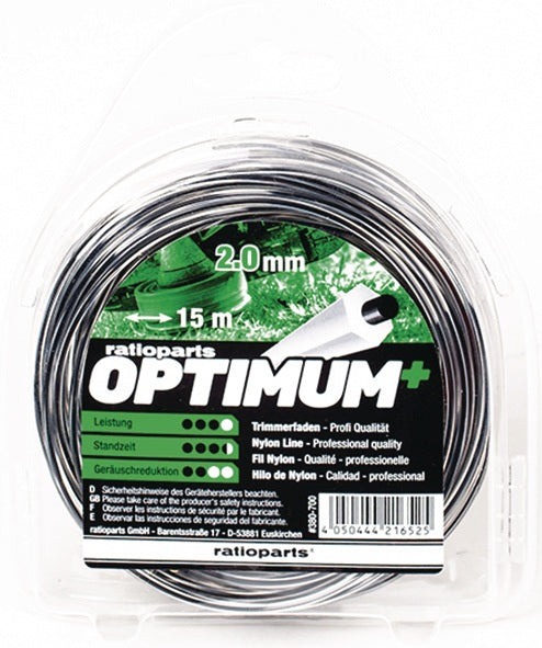 RATIOPARTS Nylonfaden Optimum 1,6 mm x 15 m – 5-Kant Schneidfaden für Motorsensen
