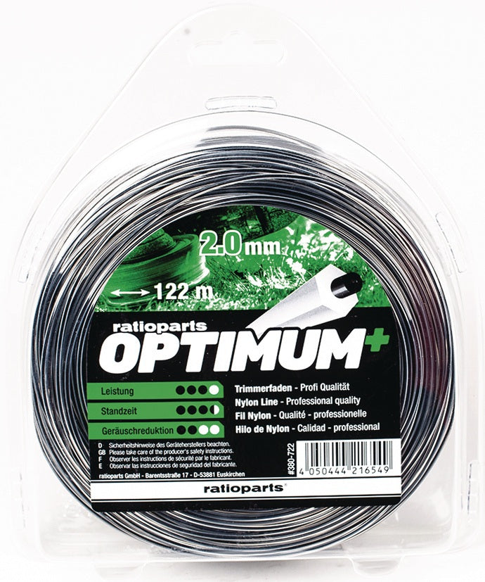 RATIOPARTS Nylonfaden Optimum 1,6 mm x 15 m – 5-Kant Schneidfaden für Motorsensen
