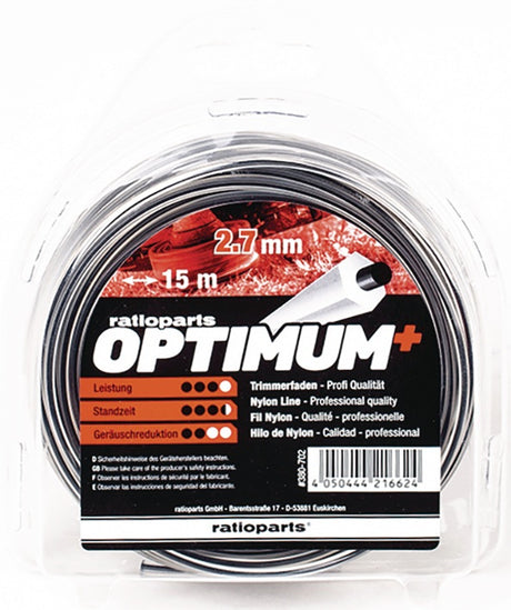 RATIOPARTS Nylonfaden Optimum 1,6 mm x 15 m – 5-Kant Schneidfaden für Motorsensen