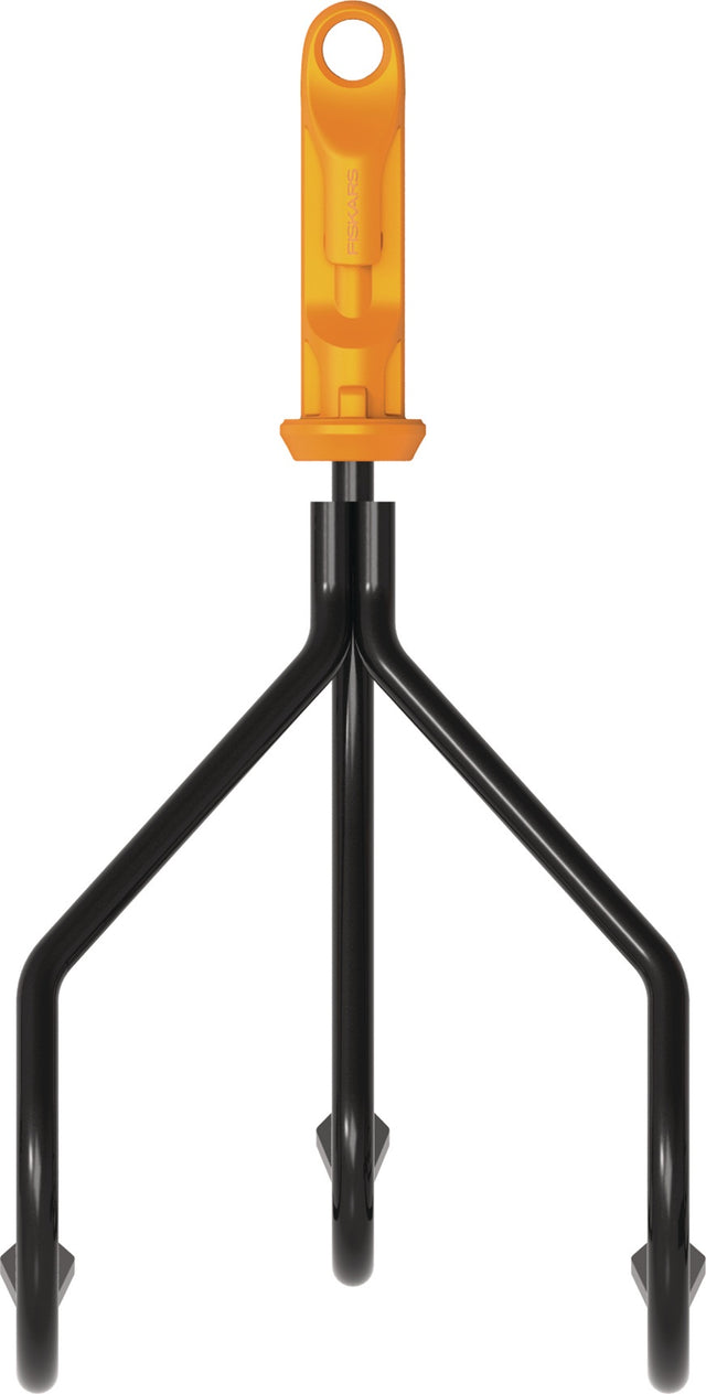 FISKARS Krümmerjäter OneClick 130 mm 3 Zinken – Auflockern, Lüften & Unkrautjäten