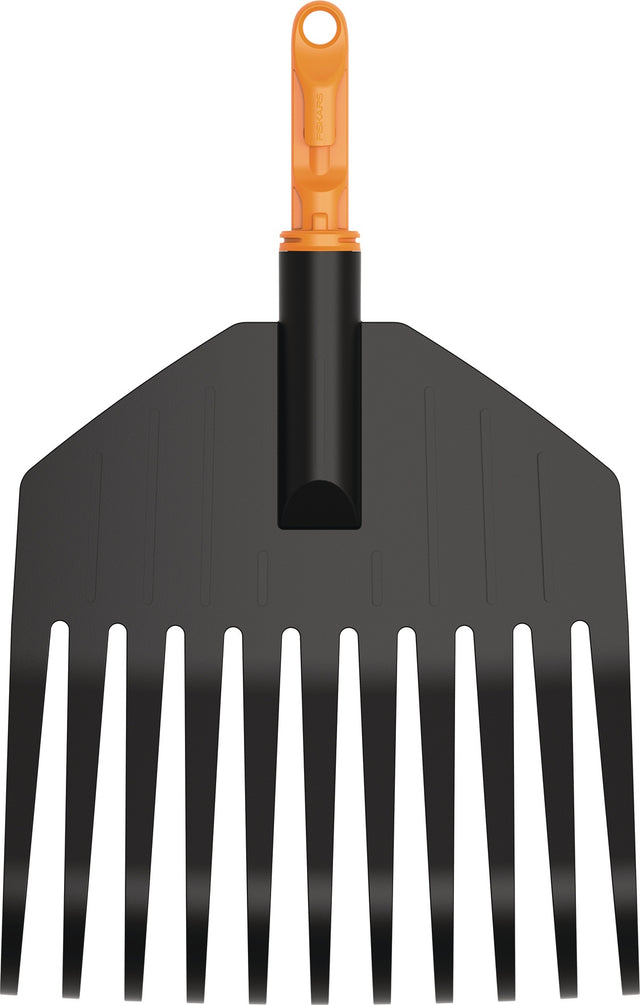 FISKARS Laubbesen OneClick 217 mm – 11 Kunststoffzinken für schwer zugängliche Beetstellen