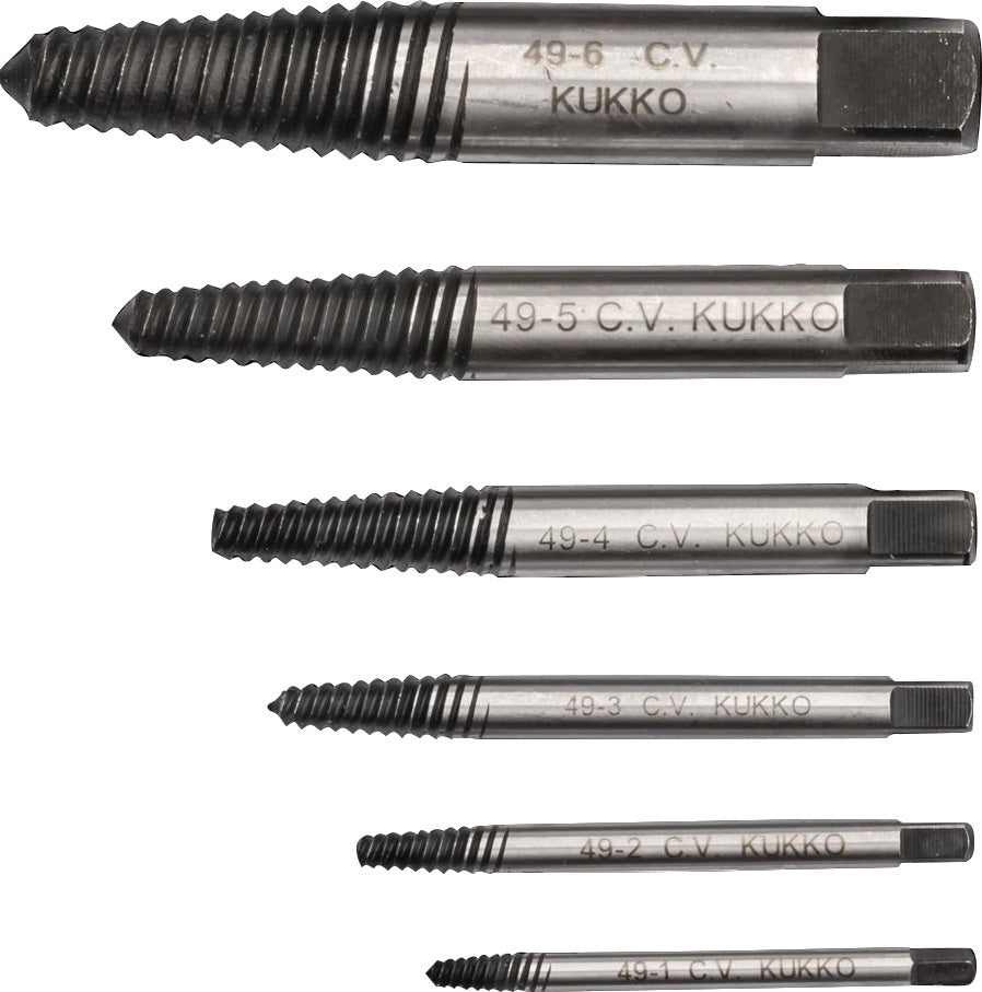KUKKO Schraubenausdrehersatz 49-A M3-M18 5-teilig Chrom-Vanadium-Stahl