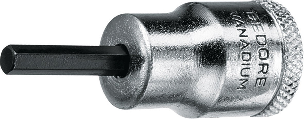 GEDORE Steckschlüsseleinsatz IN 30 3/8 Zoll Innen-6-kant SW 4 mm, Länge 47 mm, verchromt