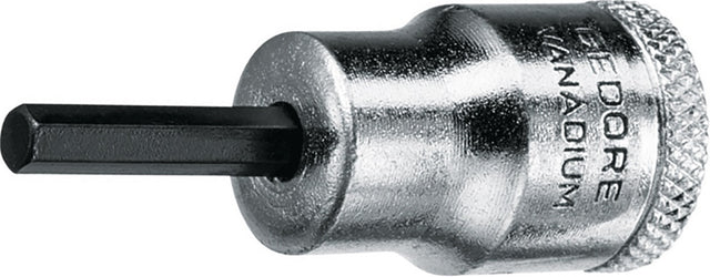 GEDORE Steckschlüsseleinsatz IN 30 3/8 Zoll Innen-6-kant SW 4 mm, Länge 47 mm, verchromt