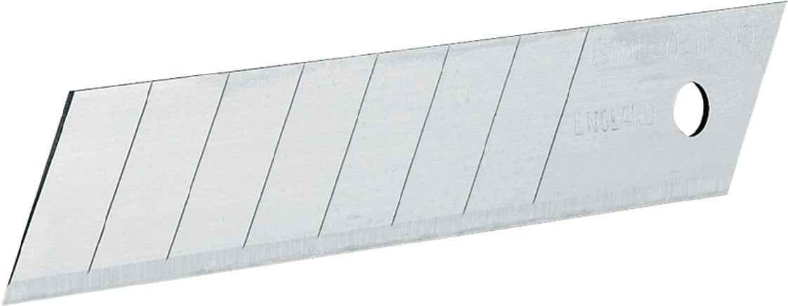 STANLEY Abbrechklinge 110 x 18 x 0,63 mm mit 7 Sollbruchstellen – 8 Stück im Sicherheitsspender