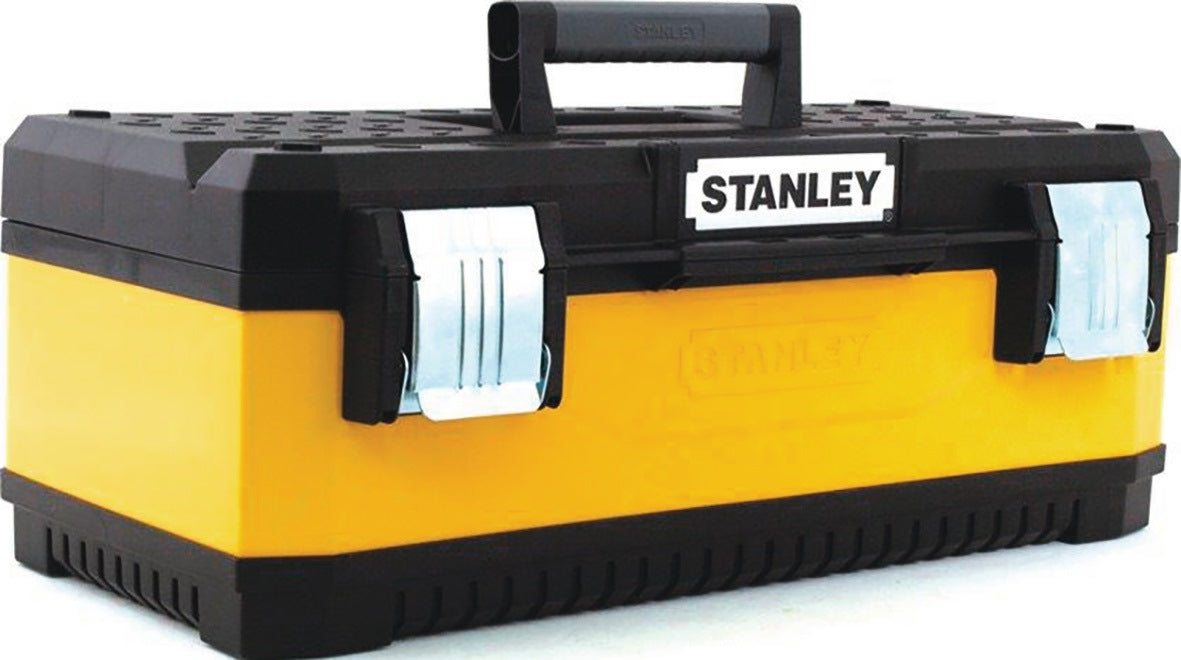 STANLEY Werkzeugbox 497x293x222 mm – Robuste Metall-Kunststoff-Box mit Bi-Material-Griff