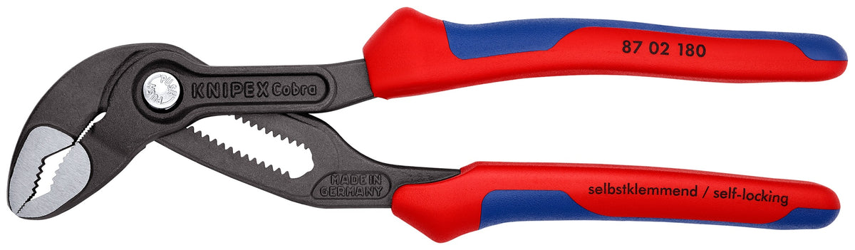 KNIPEX Cobra® Wasserpumpenzange 180 mm – Selbstklemmend, 18 Einstellpositionen, Comfort-Griff
