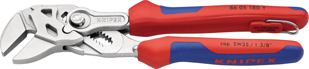 KNIPEX Zangenschlüssel 180 mm mit Spannweite 40 mm, verchromt, Mehrkomponenten-Hülle und Befestigungsöse