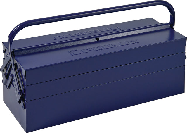 PROMAT Werkzeugkasten 25-teilig, Stahlblech blau, 530 x 200 x 200 mm, abschließbar