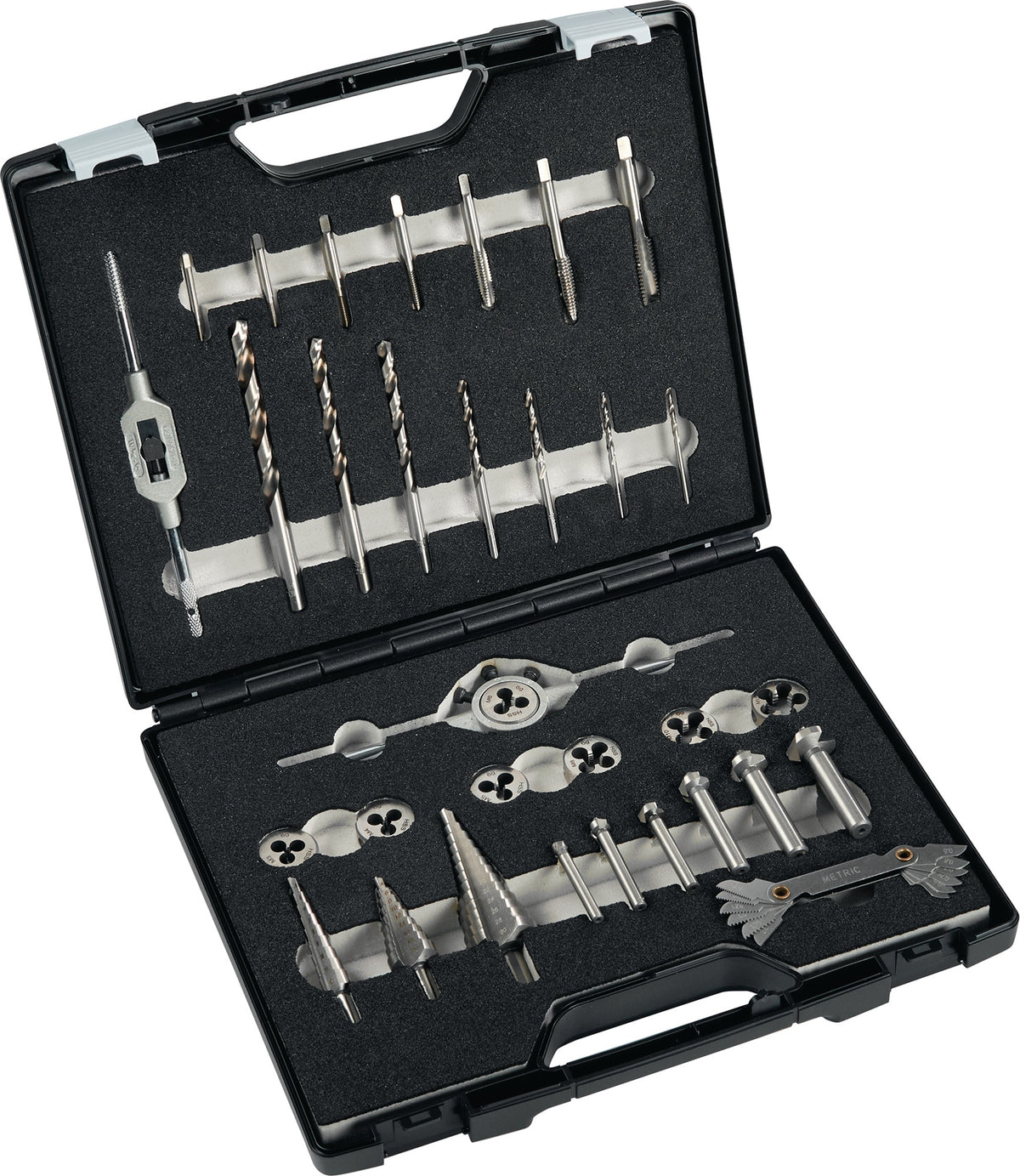 PROMAT Metallbearbeitungssatz M3-M12 33-teilig HSS Kunststoffkoffer