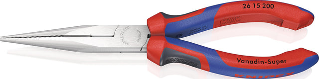 KNIPEX Flachrundzange 200 mm verchromt mit Comfort-Griff und Schneide
