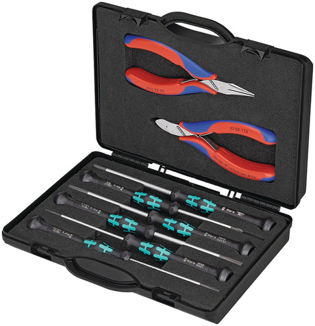KNIPEX Elektronikwerkzeugsatz 8-teilig im Kunststoffkoffer – Präzisionswerkzeuge für Elektronikarbeiten