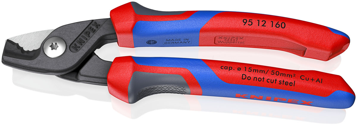 KNIPEX Kabelschere 160 mm mit Kunststoffüberzug – schneidet bis zu 40 % leichter