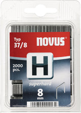 NOVUS Feindrahtklammern H Typ 37, 2000 Stück, 10,6 mm Breite, 6 mm Schenkellänge, superhart